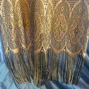 Studio C Gold Flapper Slip-On Dress with Fringe